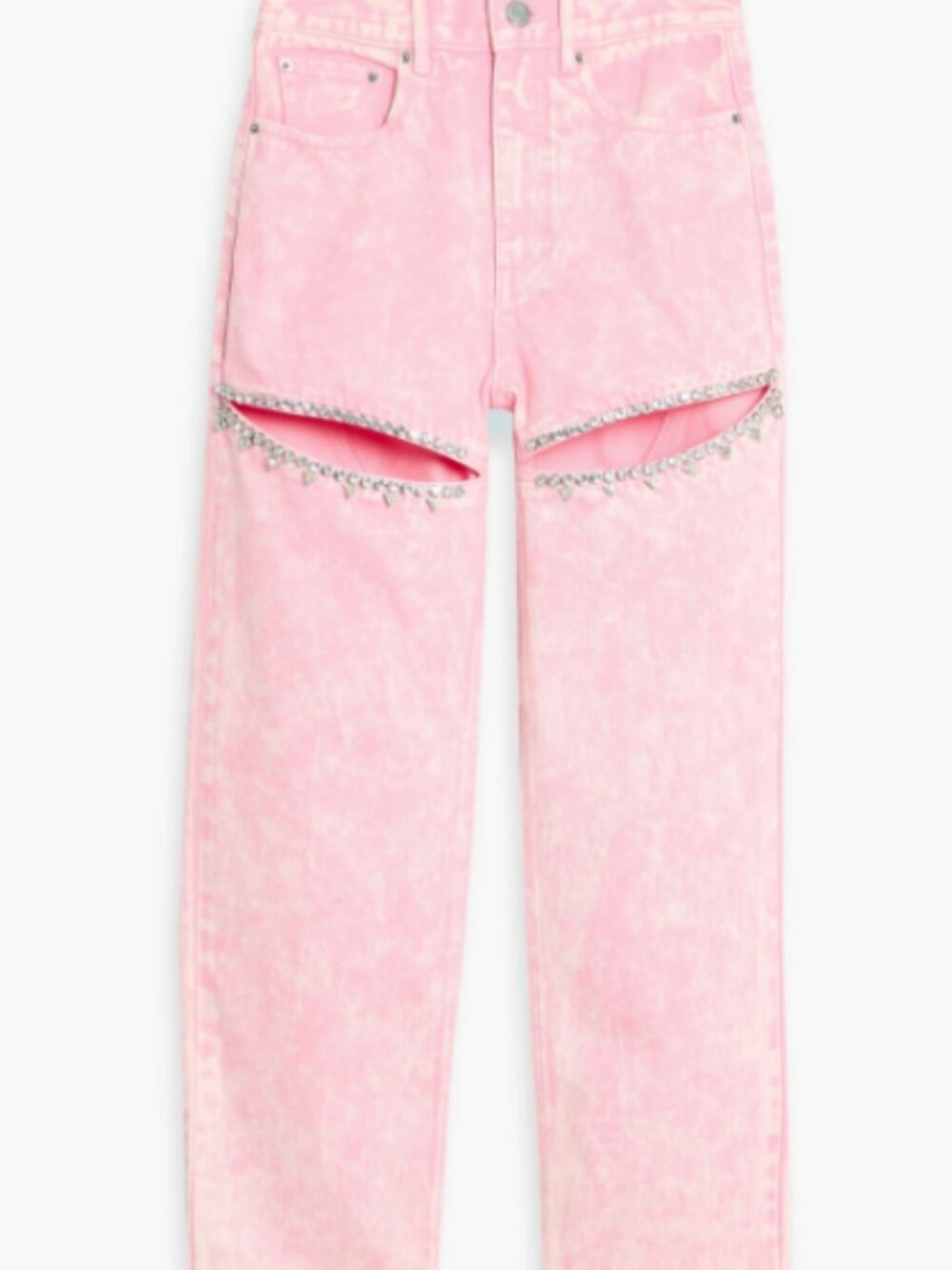 Cutout Crystal-Embellished High-Rise Straight-Leg Jeans